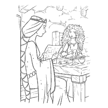 coloriage: La Reine et la princesse Merida ont lu une lettre