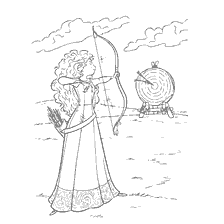 coloriage: Merida tire un arc sur une cible
