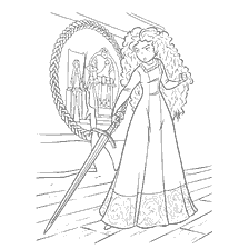 coloriage: Dessin de la princesse Merida avec une épée de Braveheart