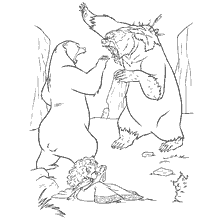 coloriage: Reine Eleanor et ours protègent Merida de la menace
