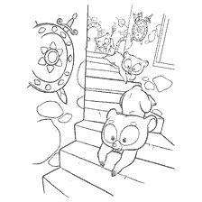 coloriage: Brave coeur: les petits descendent les escaliers