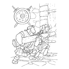 coloriage: Les personnages de Braveheart traînent un journal à la porte
