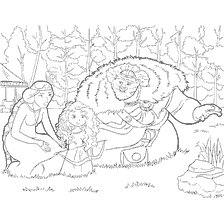coloriage: Merida avec son père et sa mère de Braveheart