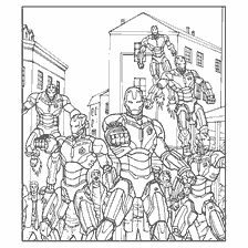 pagina da colorare: Immagine di colorazione dell'esercito dei robot Ultron dai Vendicatori
