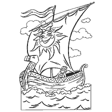 pagina da colorare: Nave con vela solare e carattere a bordo