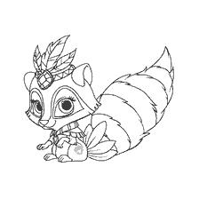 kleurplaat: Tekening van de Vasilek wasbeer van de Koninklijke Huisdieren