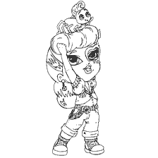 coloring page: Little Operetta from Monster High with a pet on its head