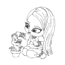 coloring page: Coloring Venus McFlythrup with a pet in the form of a plant