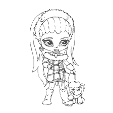 coloring page: Coloring Abby Bominable from Monster High with a cute pet