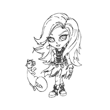 coloring page: Picture coloring Spectra Vondergeist from Monster High with a pet.
