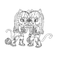 coloring page: Little Children Monster High: Meaulody and Pursephone