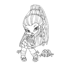 coloring page: Coloring Nefera de Nile with her pet