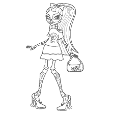 coloring page: Coloring Skelita Calaveras, stylish skeleton with accessories