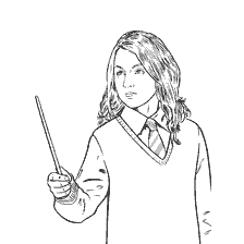 coloring page: Drawing Half-Minutes with a magic wand from Harry Potter for coloring