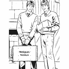 coloring page: Twins Fred and George Weasley from Harry Potter