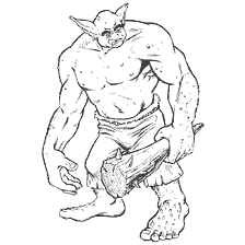coloring page: Drawing of a cave troll from the Harry Potter universe