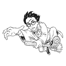coloring page: Harry Potter plays Quidich