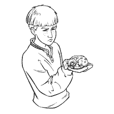 coloring page: Ron Weasley holds the rat Korost in his palm