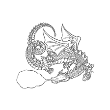 coloring page: Drawing of a dragon breathing fire