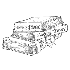 coloring page: Illustration of magical textbooks from the world of Harry Potter