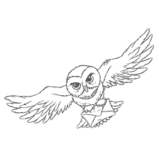 coloring page: Owl with a letter in his claws