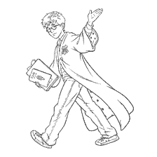 coloring page: The coloring of Harry Potter in a magical style