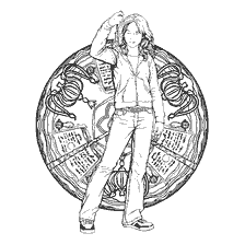 coloring page: Hermione Granger with a time flywheel from Harry Potter