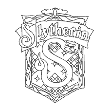 coloring page: Coloring the coat of arms of the faculty of Slytherin from Harry Potter