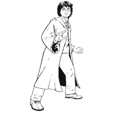 coloring page: Harry Potter in a magical costume