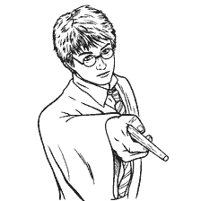 coloring page: Harry Potter with a Magic Wand