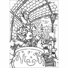 coloring page: Coloring Severus Snape and Harry Potter in Potion Lesson