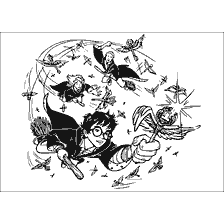 coloring page: Harry Potter coloring with the moment of catching the key