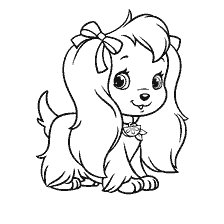 coloring page: Coloring pet spaniel Henn - a cute dog with a bow