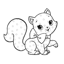 coloring page: Drawing kitten Eckler with bow, ready for coloring