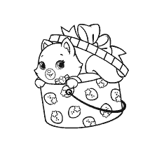 coloring page: Kitten Eckler from the cartoon Pets in a box with a gift