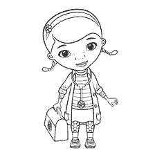coloriage: Dr. Plusheva - Dottie avec un sac de médecin
