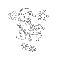 coloriage: Dr. Plusheva avec Dottie et ses amis
