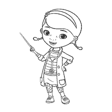 coloriage: Dr Plusheva avec un pointeur dans les mains