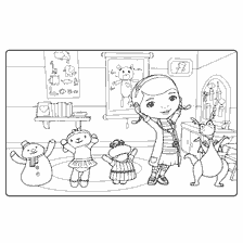 coloriage: Coloration Dr. Plusheva avec des personnages qui chargent