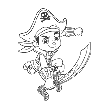 coloring page: Jake's Coloring of Jake and Neverland Pirates with a Sword