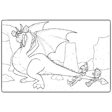 coloring page: Jake and Peter Pan distract dragon in coloring book