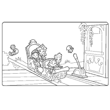 coloring page: Jake and Neverland pirates in sleigh