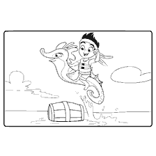 coloring page: Jake and the Pirates of Neverland: Jake on a seahorse