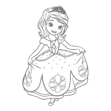 pagina da colorare: Disegno della principessa Sofia la bella vestita con una corona