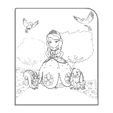 pagina da colorare: Colorare la principessa Sofia con gli animali