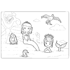 pagina da colorare: Sophia la bella e una la sirena sul libro colorante