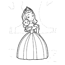 pagina da colorare: Principessa colorante Ambra con un gattino