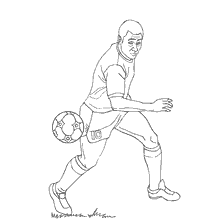 coloriage: Le footballeur frappe la balle