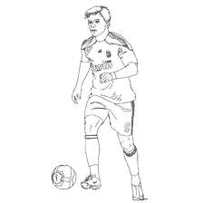 coloriage: Coloriage footballeur avec la balle