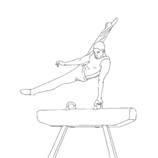 coloriage: Gymnastique sportive: exercice &agrave; cheval